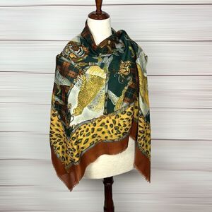 Art Of The Scarf for Tie Rack Large Animal Print Square Scarf Italy 46x46